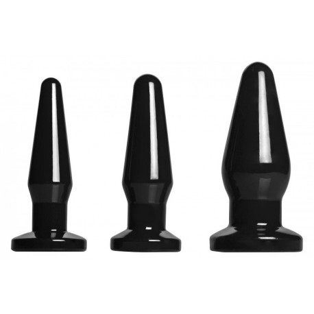 Level Up 3 Piece Black Anal Plug Set