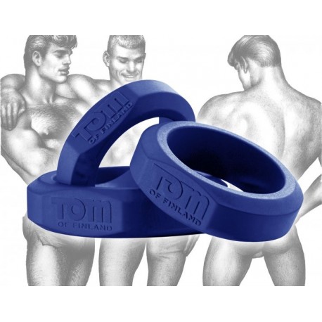 Tom of Finland 3 Piece Blue Silicone Cock Ring Set