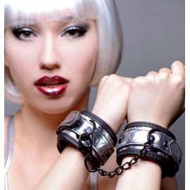 Platinum Bound Cuffed Embossed Metallic Wrist Cuffs