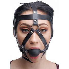 Leather Head Harness with Ball Gag