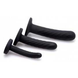 Trintiy Black Strap-On Silicone 3 Piece Dildo Set