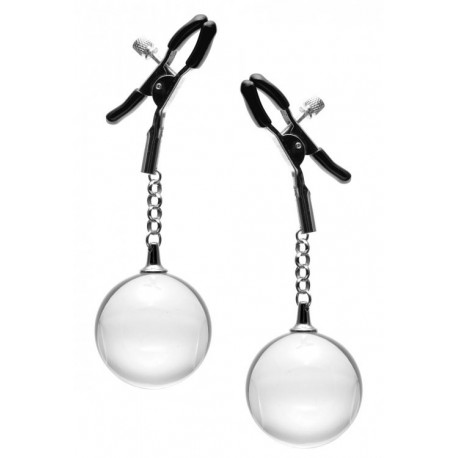 Spheres Adjustable Nipple Clamps with Weighted Clear Orbs