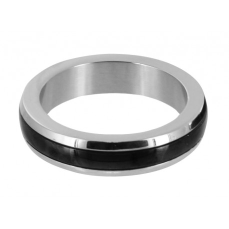 Stainless Steel Large Cock Ring with Black Band