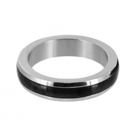 Stainless Steel Medium Cock Ring with Black Band