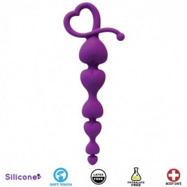 Hearts On A String Purple Silicone Anal Beads