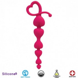 Hearts On A String Pink Silicone Anal Beads