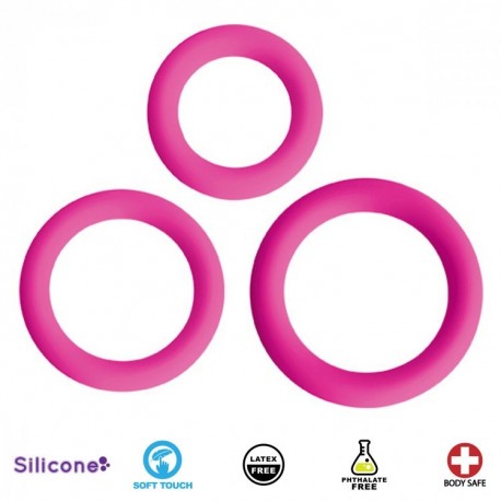 Love Ring Trio Pink Silicone Cock Rings