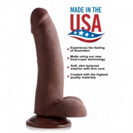 8 Inch Ultra Real Dual Layer Suction Cup Dark Skin Tone Dildo