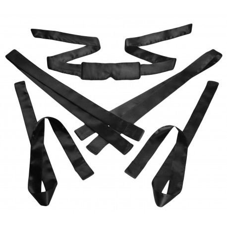 Bordeaux Black 5 Piece Satin Bondage Set