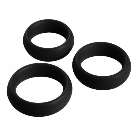 3 Piece Black Silicone Cock Ring Set