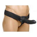 Hollow Black Silicone Strap On Dildo with Elastic Straps