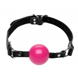 Pink Silicone Ball Gag with Leather Straps