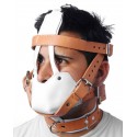 White and Tan Hospital Style Leather Muzzle