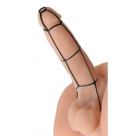 Silicone Black Cock Cage Texture Sleeve