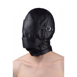 Premium Leather Hood with Blindfold and Breathable Ball Gag