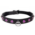 Leather Amethyst Rhinestone Collar