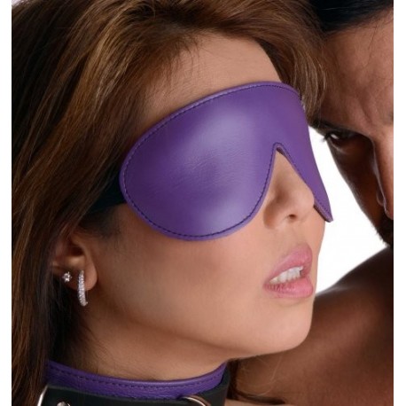 Padded Purple and Black Leather Blindfold
