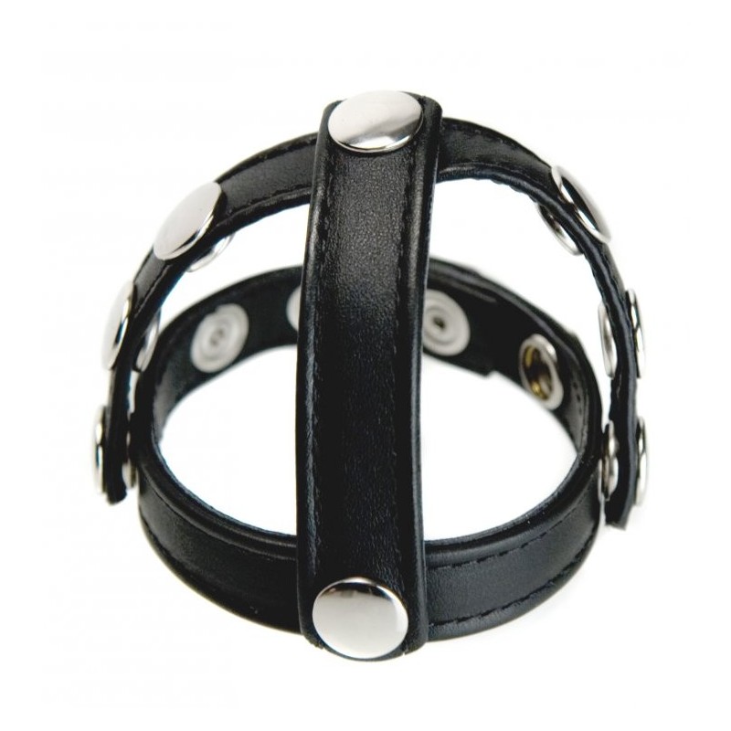 Leather cock strap and ball stretcher fetish ball harness cbt