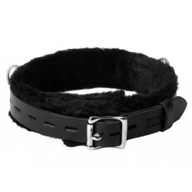 Strict Leather Narrow Fur Lined Locking Collar