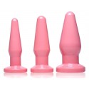 3 Piece Pink Anal Plug Kit