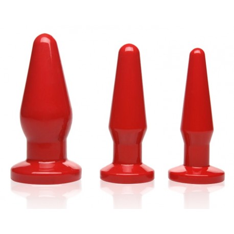 Red Anal Plugs 3 Piece Kit