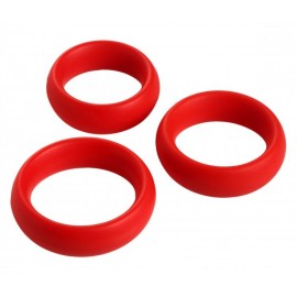 3 Piece Red Silicone Cock Ring Set