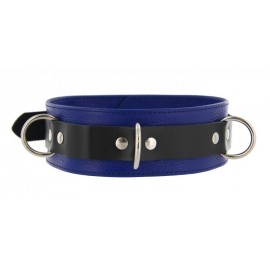 Strict Leather Blue and Black Deluxe Locking Collar