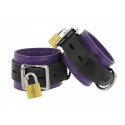 Strict Leather Purple and Black Deluxe Locking Wrist Cuffs