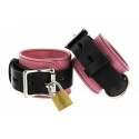 Strict Leather Pink and Black Deluxe Locking Wrist Cuffs