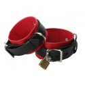 Strict Leather Deluxe Black and Red Locking Ankle Cuffs