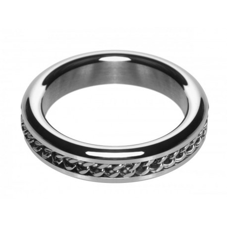 Metal 1.75 In Cock Ring with Chain Inlay