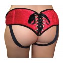 Plus Size Red Satin and Lace Corsette Strap On Harness