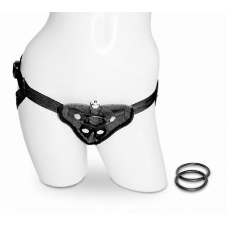 Vibrating Black Velvet Harness